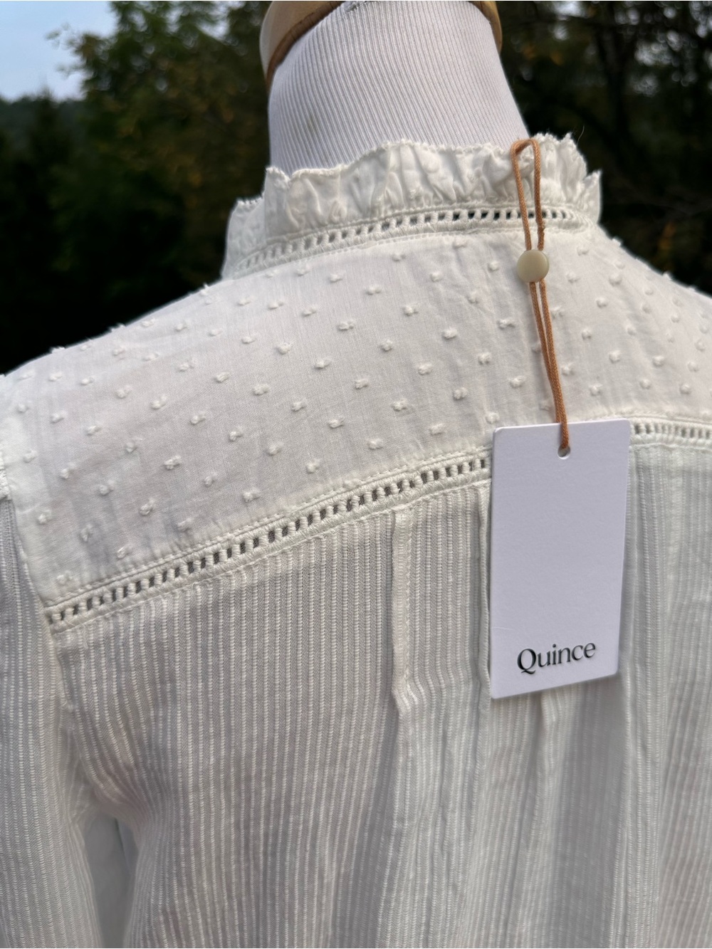 Quince Organic Textured Cotton Peasant Blouse NWT - Picture 6 of 11